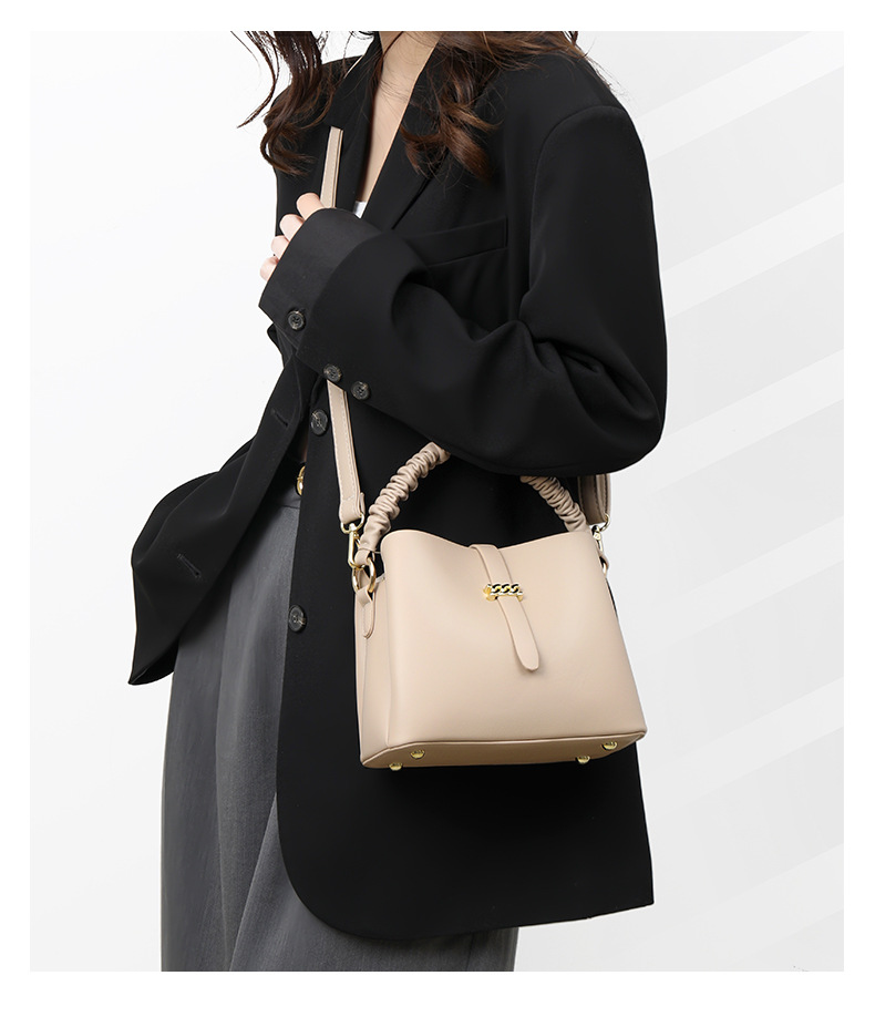 Trendy Bucket Bag Women's Bag Korean Style Shoulder Crossbody Niche Bag Texturized Soft Leather Handbag for Hand Bag_voghion.com