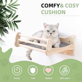 木质猫吊床跨境热销家用客厅窗户悬挂式实木猫窝猫咪晒太阳挂床