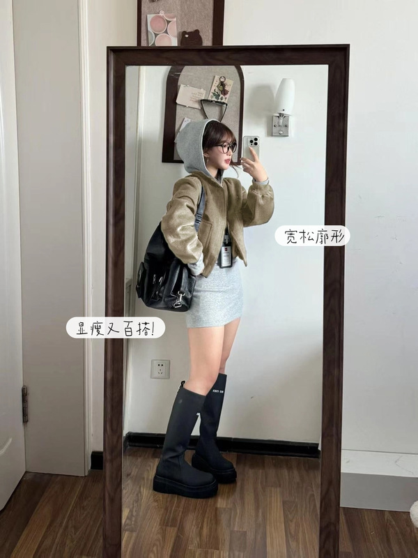 卡其色棒球服外套女正肩短款夹克上衣秋季2025新款韩系穿搭小个子|undefined