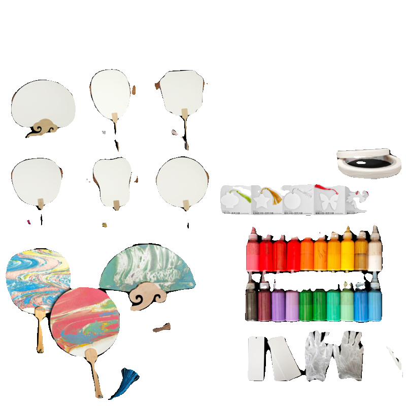 P66D natural lacquered drift fan set, lacquered liquid bookmark round fan gourd ceramic DIY drift material kit