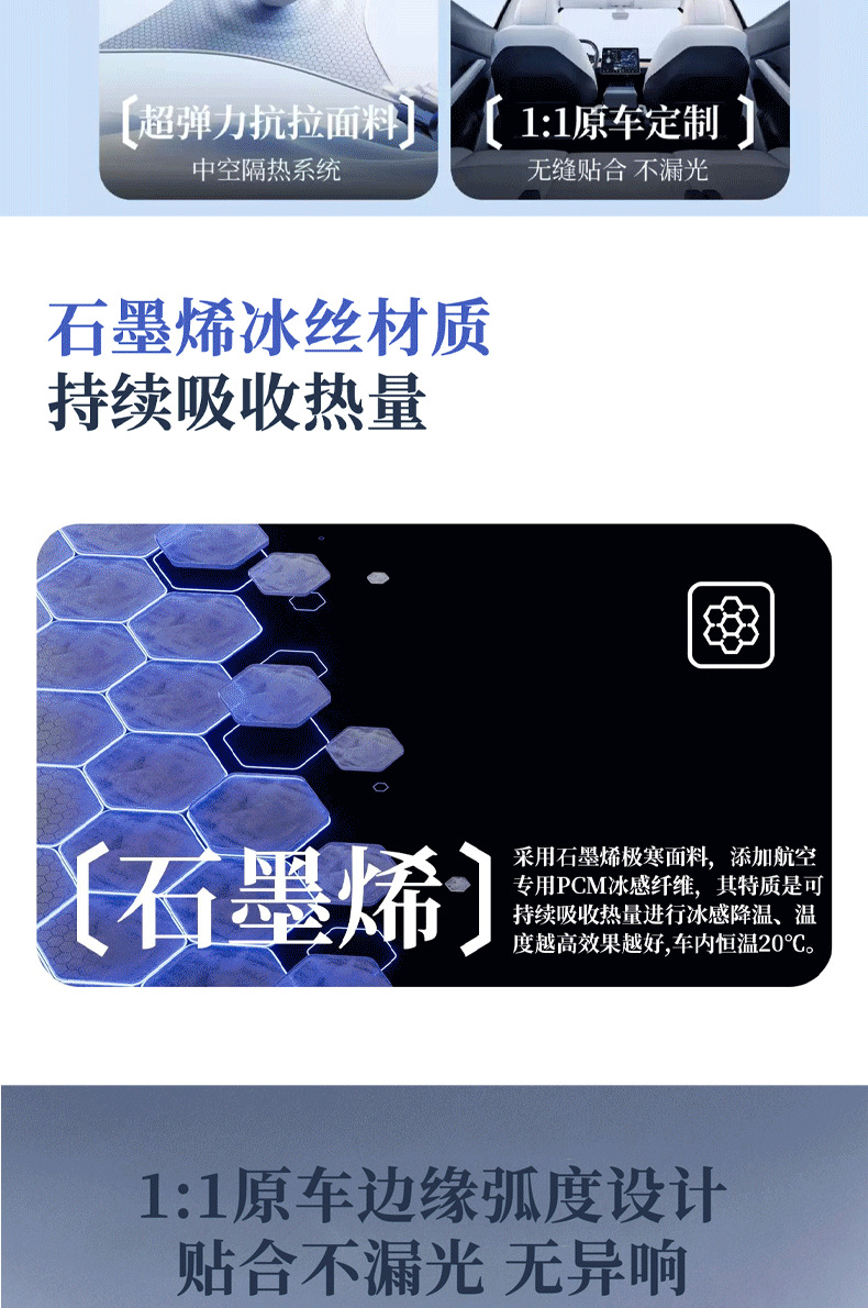 Suitable for Tesla Graphene Sunshade New Version Model Y/3 Sunroof Sun Protection and Heat Insulation Canopy Sunshade