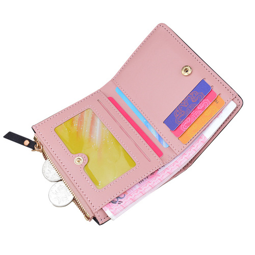Women's Wallet Short Handle Coin Purse Student Style Korean Fashion Sanding Mini Leather Zipper Pocketless Wallet