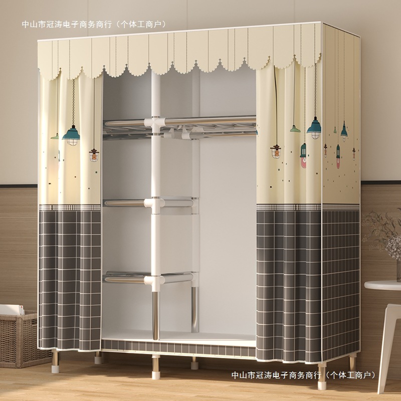 Simple Wardrobe for Home Bedroom Rental Storage Cabinet Assembly All-Steel Frame Sturdy and Durable Cloth Wardrobe Wardrobe