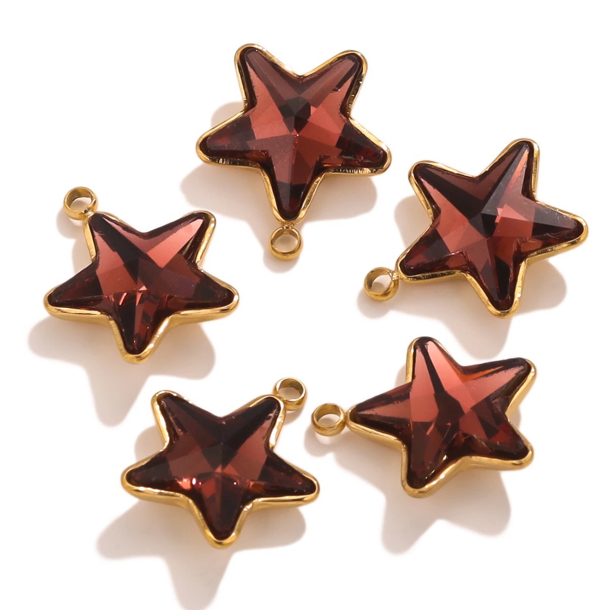 Colgante de cristal de color de acero inoxidable pentacolgante de nuevo collar colgante DIY accesorios joyería