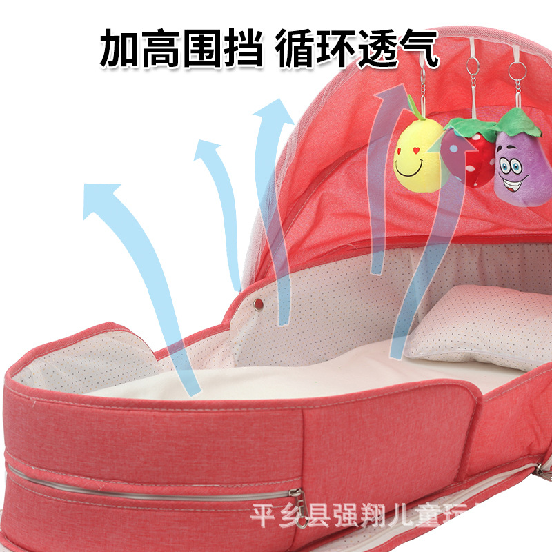 Bolsa multifuncional para mamás, bolsa de cama plegable portátil para bebés, cama extensible de gran capacidad, bolsa de moda para madres y bebés, mochila cama image 3