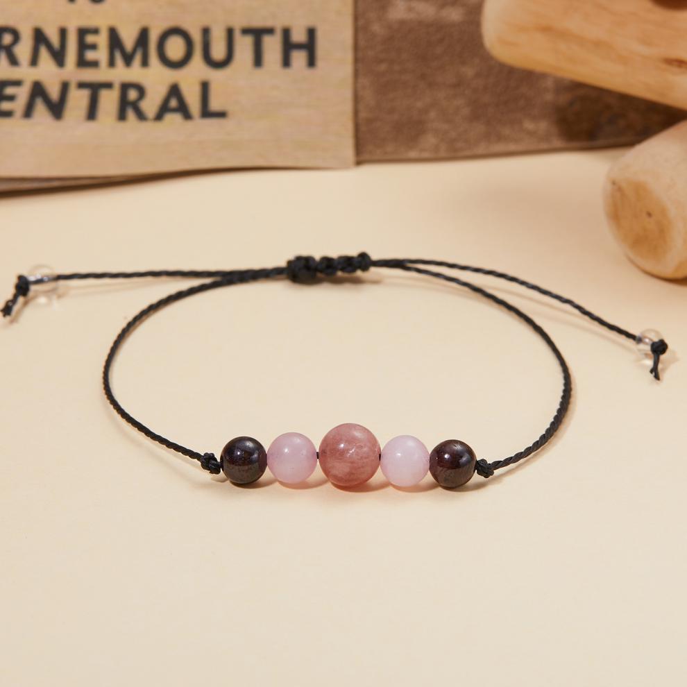 Nuovo braccialetto di perline di cristallo con filo di cera nera intrecciato a mano regolabile versatile alla moda per le donne_voghion.com