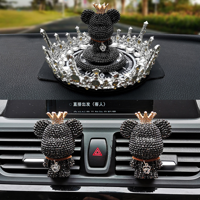 Adorno para Coche con Forma de Oso Violento con Pedrería, Figura de Oso, Decoración para Coche, Soporte para Perfume de Coche con Diseño de Dibujos Animados, Regalo para Mujer