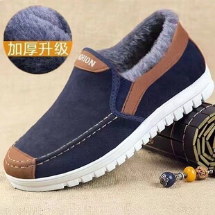 2022 New Old Beijing Cloth Shoes Men's Shoes Dad Casual Walking Shoes Slip-on Middle-aged and Elderly Men's Single Shoes