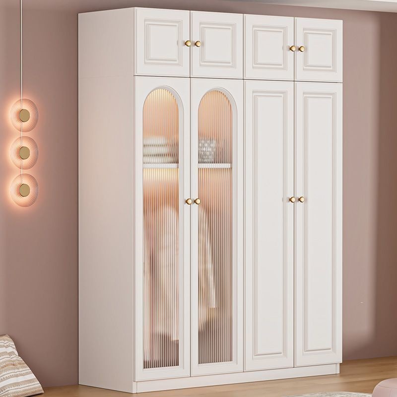 Italian-Style Wardrobe for Home Bedroom, Light Luxury Cream Style, Simple Assembly Storage Cabinet Set, Children's Storage Large Wardrobe