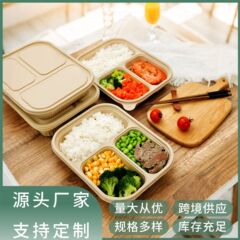 可降解高颜值一次性餐盒三格餐盒环保外卖食品级方形饭盒