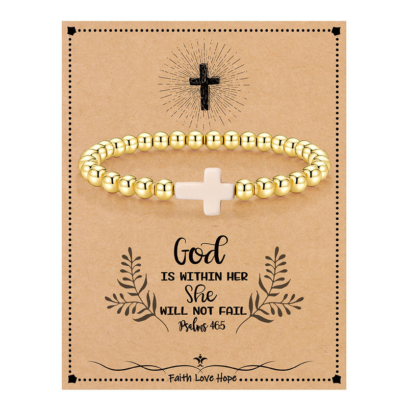 European and American New 14K Gold Beads Copper Beads Bracelet Cross Pendant silver Bracelet Communion Birthday Valentine's Day Gift