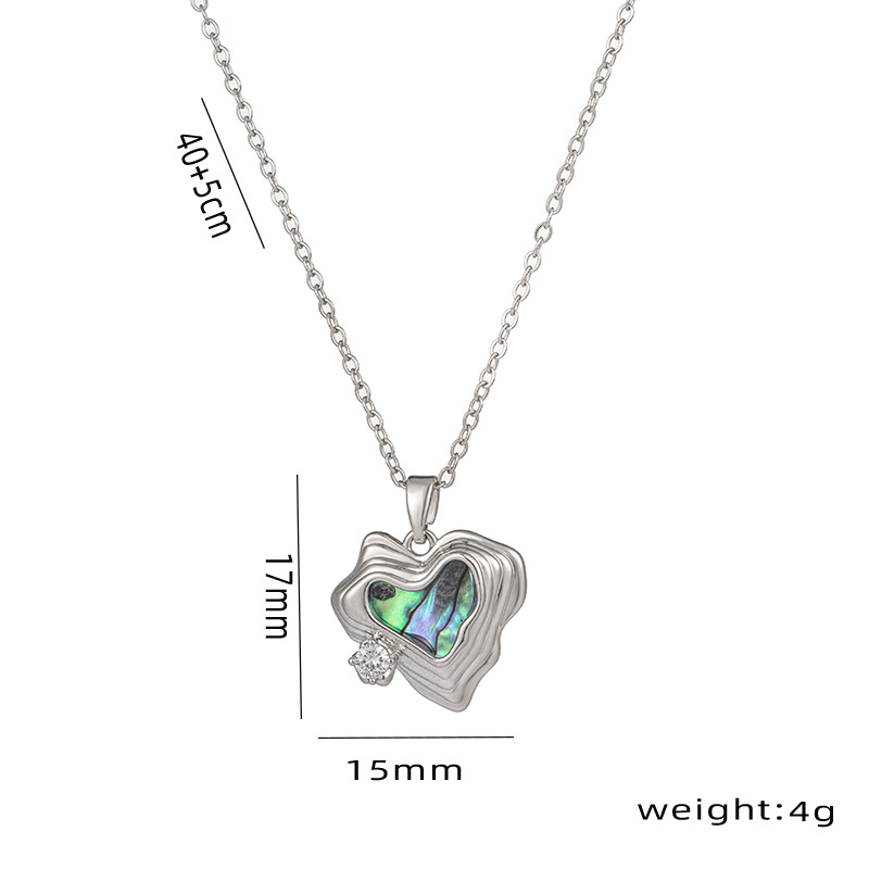 Titanium Steel Material Heart Shape Pattern Women's Gender Plating, Inlay Design Titanium Steel IG Style Simple Style Heart Shape Plating Inlay Shell Zircon Pendant Necklace