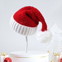 2023欧美新款圣诞帽 跨境亚马逊针织毛线帽圣诞配饰亲子派对装扮
