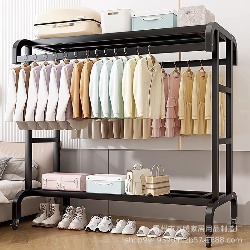 Floor-Standing Vertical Clothes Drying Rack Clothes Hanger Household Indoor Bedroom Balcony Clothes Hanger Coat Rack Simple Mobile Clothes Hanger