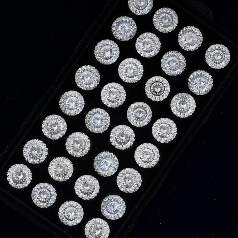 圆形百叶切（鸟巢）切割莫桑裸钻首饰 主钻镶嵌 18K首饰批发裸石