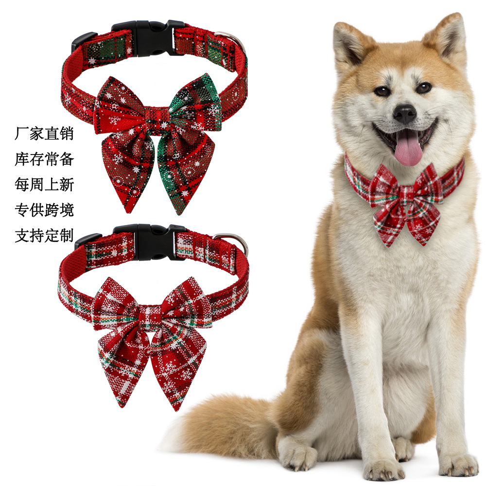 Ventas transfronterizas de nuevos fabricantes de perros de Navidad collar sombrero de copo de nieve corbata de perros productos de mascotas