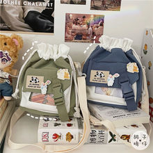 韩国ins可爱软妹小包包女日系原宿复古斜挎包少女学生单肩水桶A83