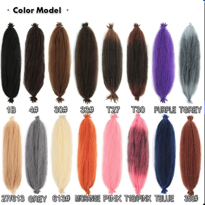Peluca de pelo largo y rizado de fibra química de oruga de 24 pulgadas Kinky Afro Twist Braid trenza de explosión esponjosa
