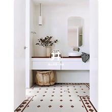 法式黑白围边花砖200x200厨房卫生间阳台地砖 浴室绿色防滑全瓷砖