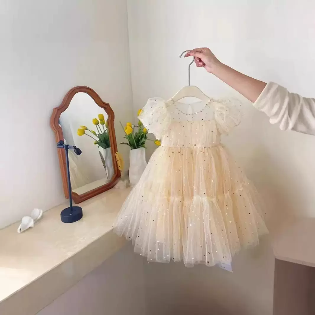 女童连衣裙2024春夏装新款儿童公主裙女宝宝裙子蓬蓬裙网纱裙六一