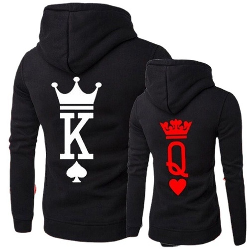 New Product WISH AliExpress Couple's Wear for Men and Women Crown KQ Hooded Sweatshirt Couple 2TEMU
