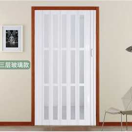 开燃气临时门免打孔商铺门隔断门简易门隐形移门 PVC折叠门推拉门