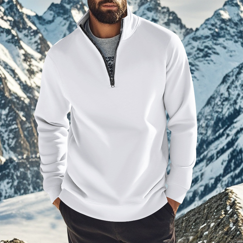 Sweatshirt homme en molleton avec col zippé hiver automne_voghion.com