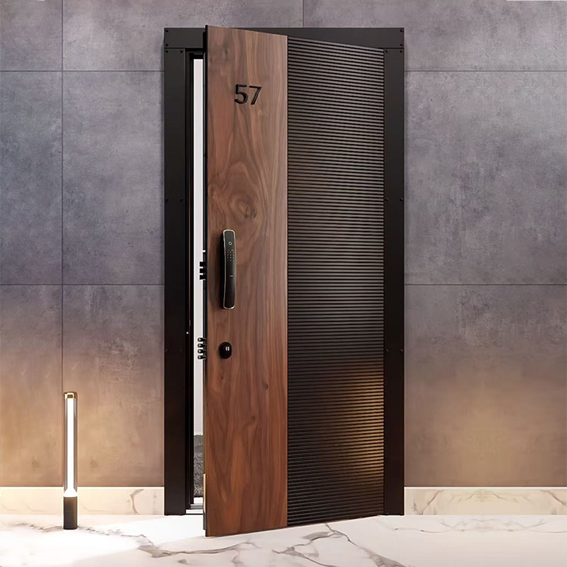 Precision-Cast Aluminum Door, Entrance Door, Wood Grain Household Anti-Theft Door, Double Door, Self-Built House, Villa Door, Entrance Eccentric Door