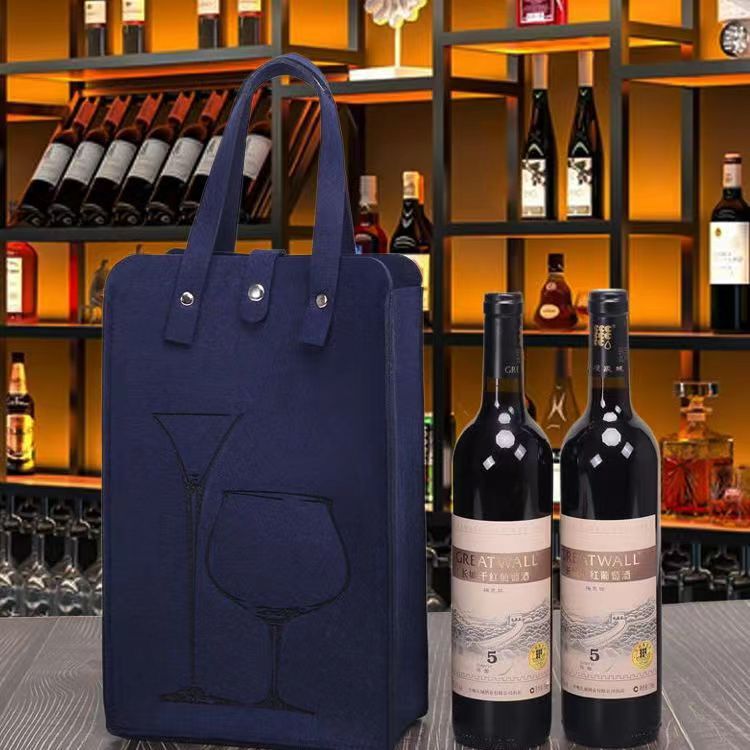 手持ちフェルトのワイン袋とワインのプレゼントの収納袋と飲み物の包装袋はlogoを制定します。|undefined