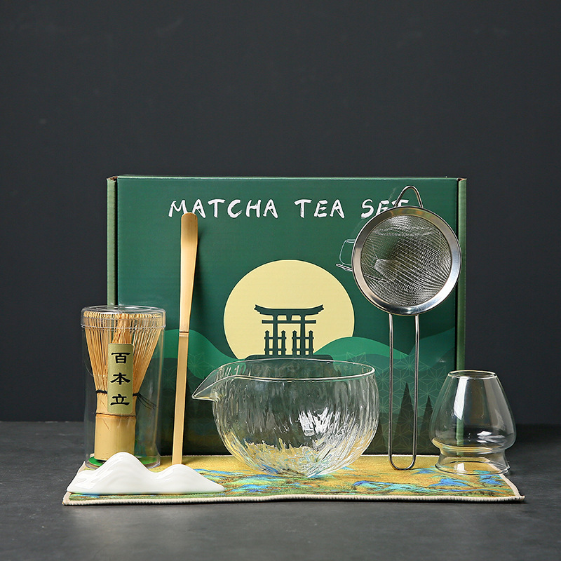 Cross-Border Japanese-Style Glass Matcha Bowl 7-Piece Set Transparent Matcha Set with Egg Beater Matcha Tools Cross-Border Japanese-Style Glass Matcha Bowl 7-Piece Set Transparent Matcha Set with Egg Beater Matcha Tools