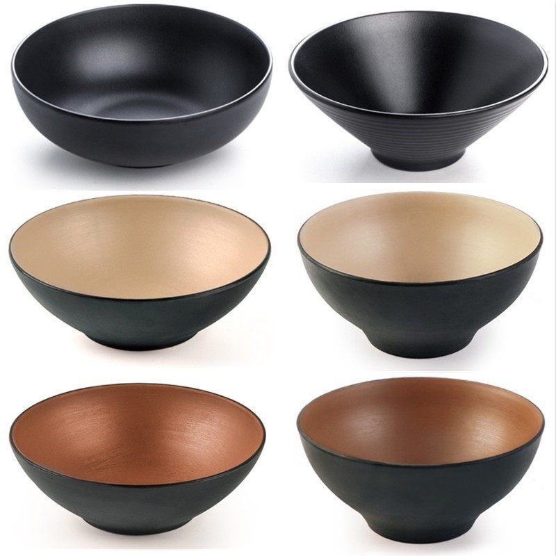 Black Matte Melamine Ramen Bowl Commercial Rice Noodle Bowl Plastic Snail Noodle Bowl Soup Bowl Japanese-Style Noodle Bowl