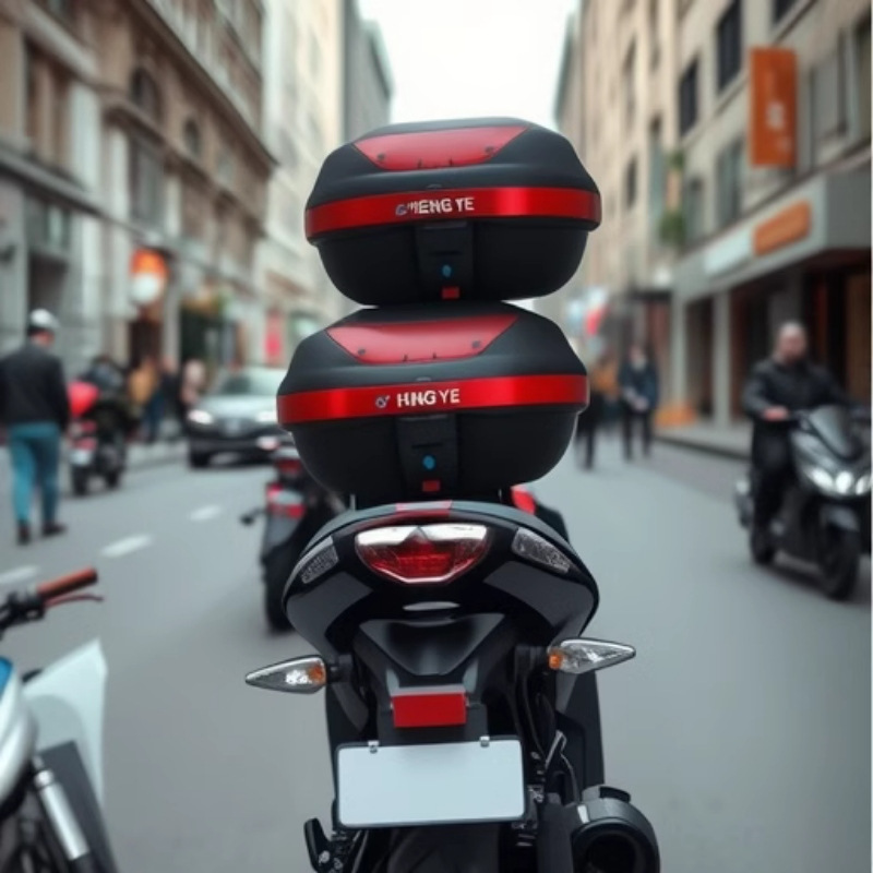 Hengye cross-border leather case with iron bottom plate electric car tail box large motorcycle trunk quick detachable suitcase
