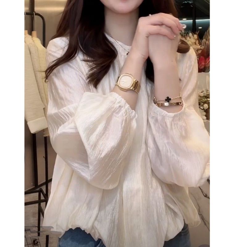 Stylish Button-Down Solid Color Round-Neck Shirt for Women, 2026 Spring and Autumn Hot Trend, Elegant and Fashionable Long-Sleeve Shirt for Outerwear