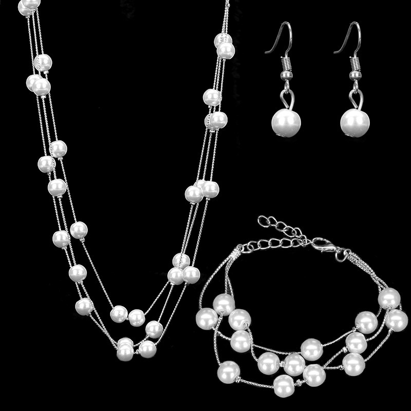 Fashion Geometric Copper Beaded Womenu0027S Bracelets Earrings Necklace 3 Piece Set