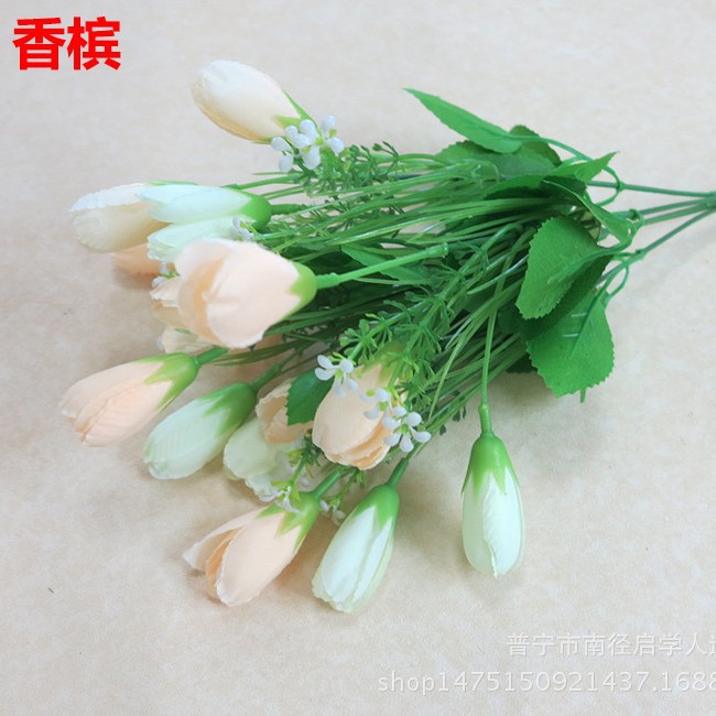 Flores artificiales al por mayor, 15 piezas: tulipán, magnolia, flor de nieve, mezcla de colores