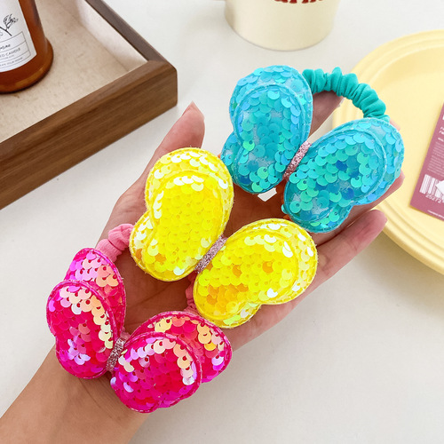 Korean sequin bow headband hair band baby hair tie rubber band girls and children hair accessories high elastic hair rope wholesale