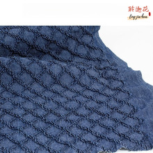 蓝色褶皱外套箱包面料春秋菱形格水洗牛仔面料布弹力牛仔服装面料
