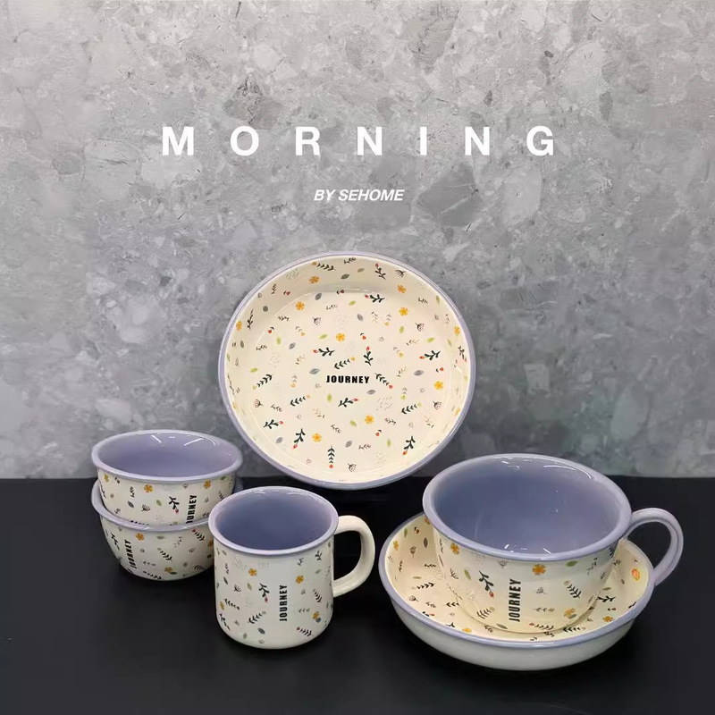 Clearance Sale: French-Style Romantic Tableware for Home Use - Breakfast Bowls, Salad Bowls, Rice Bowls, Cups, Dinner Plates, Soup Bowls