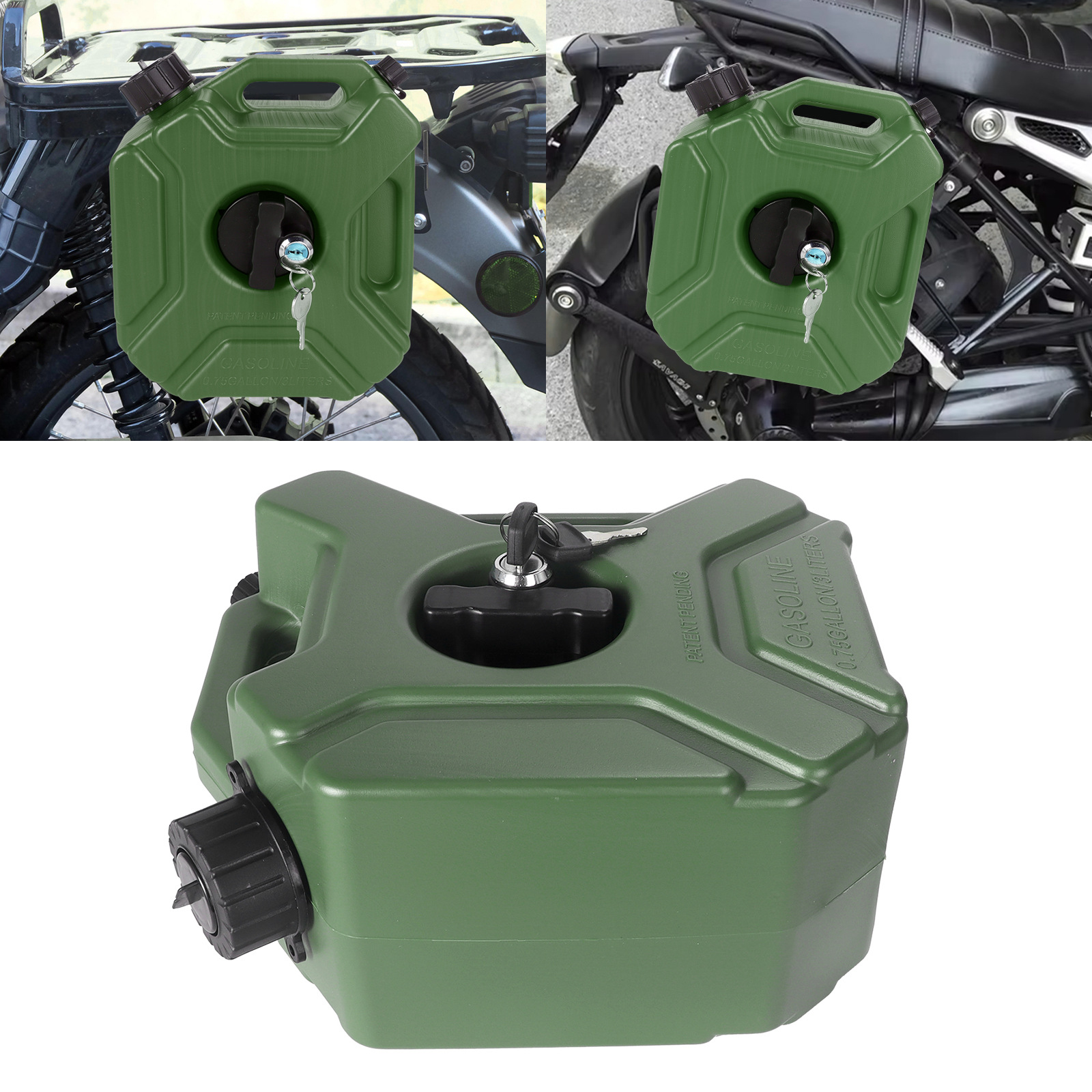 Motorcycle and Car Modification 3L Extended Spare Gasoline Oil Tank Plastic Portable Fuel Tank with Key