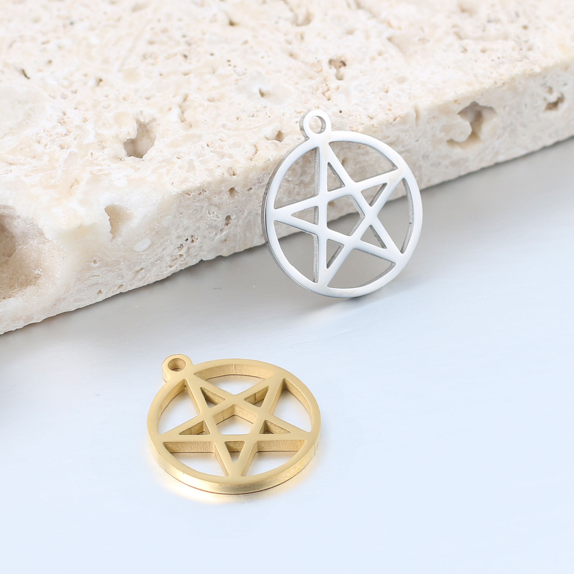 5 teile/los Edelstahl Metall DIY Anhänger Halsketten für Frauen Kleine Pentagramm Charms Für Schmuck Handgemachte Liefert – Detail 4