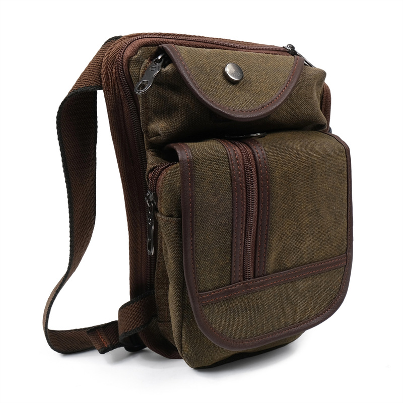 Sports Waist Bag, Cross-Border Outdoor Mobile Phone Bag, Men's Leg Bag, Cycling Motorcycle Bag, Large Capacity Canvas Chest Bag, Crossbody Men's Bag