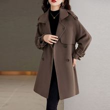 高档呢子大衣女中长款2025秋冬新款韩版宽松加厚小个子羊毛呢外套