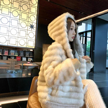 环保紫貂连帽皮草外套女冬季加厚2025新款毛毛外套皮毛一体毛毛