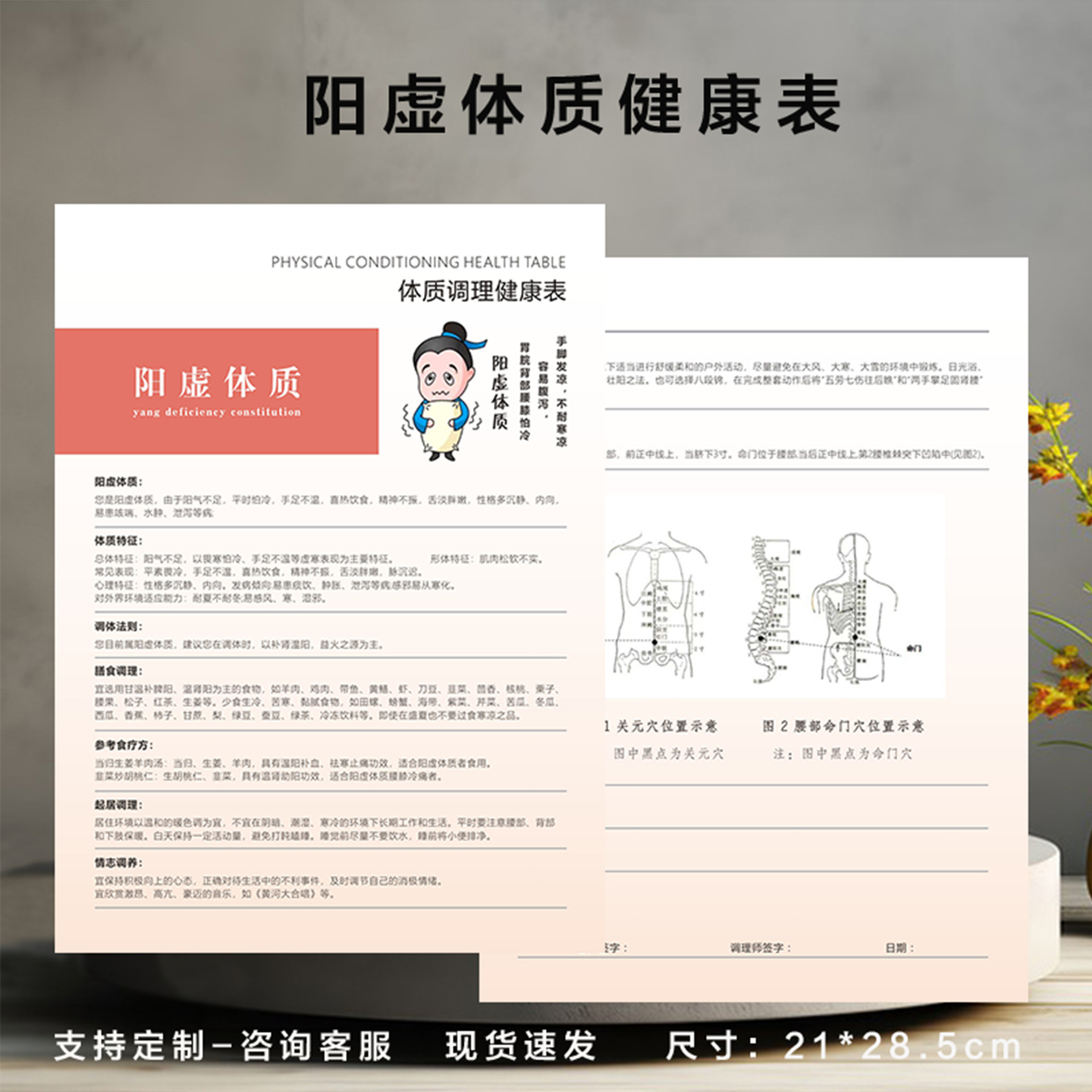 九大体质自测表中医养生调理表健康问诊表调理表体质医学SPA咨询