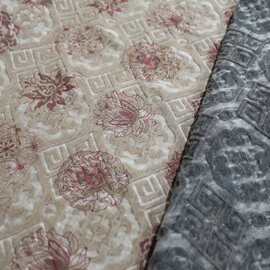 敦煌莲花纹 香云纱锦油绸印花中式雅致复古国风 45姆米 幅宽122cm