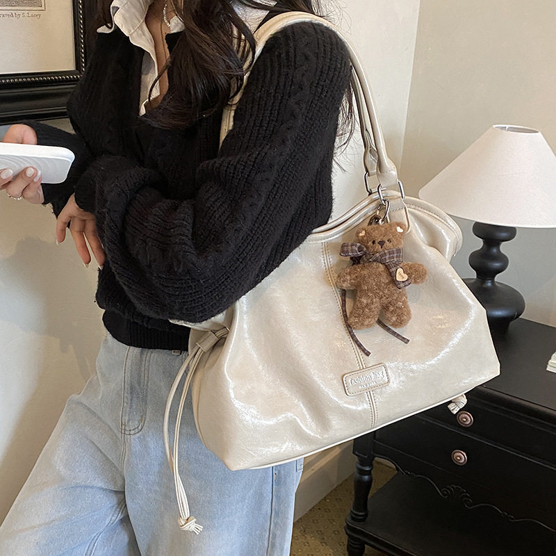 Túi tote nữ da PU , túi xách tay đi làm đựng đồ dung lượng lớn — Gạo trắng không có mặt dây chuyền, Màu cà phê Không có mặt dây chuyền, Màu nâu không có mặt dây chuyền, Đen không có mặt dây chuyền chi tiết 22