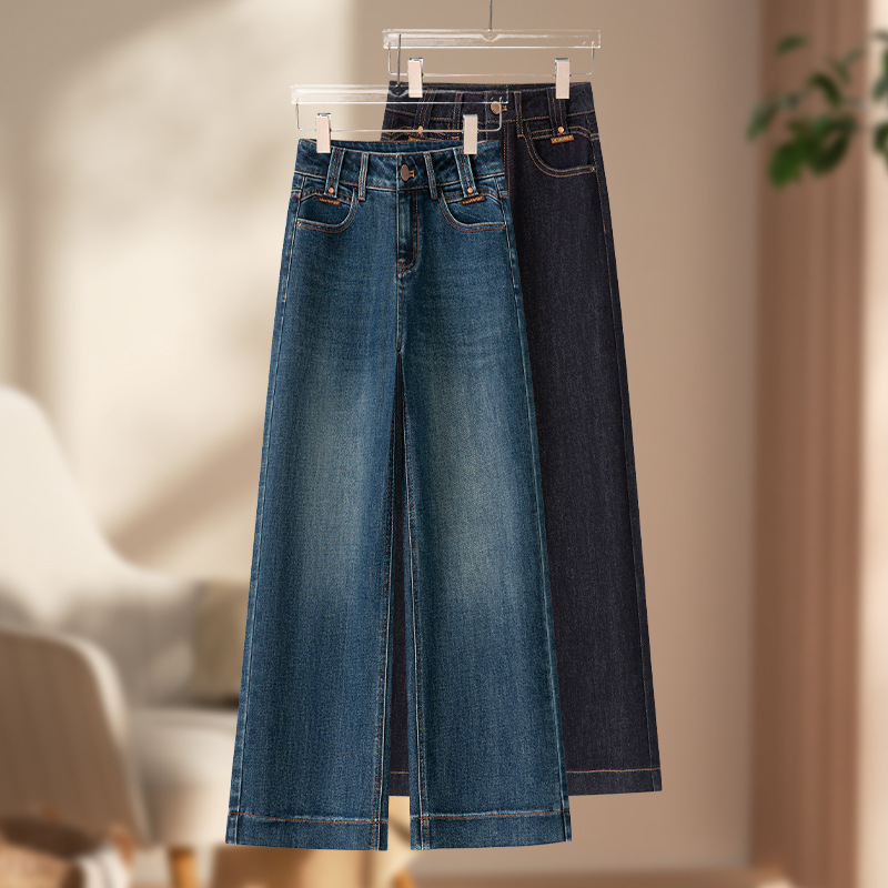 版型超好看的裤子阔腿牛仔裤春秋高端郑州女裤2025新款官方旗舰店