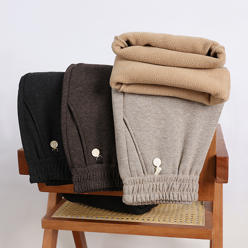 Mother's Pants Women's Autumn and Winter Long Pants Loose fleece-lined Thickened Casual Pants for Middle-aged and Elderly People