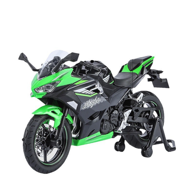 Huayi simulación de aleación modelo de coche 1 a 12 kawasaki 400 motocicleta con sonido y luz modelo de coche de juguete para niños adornos