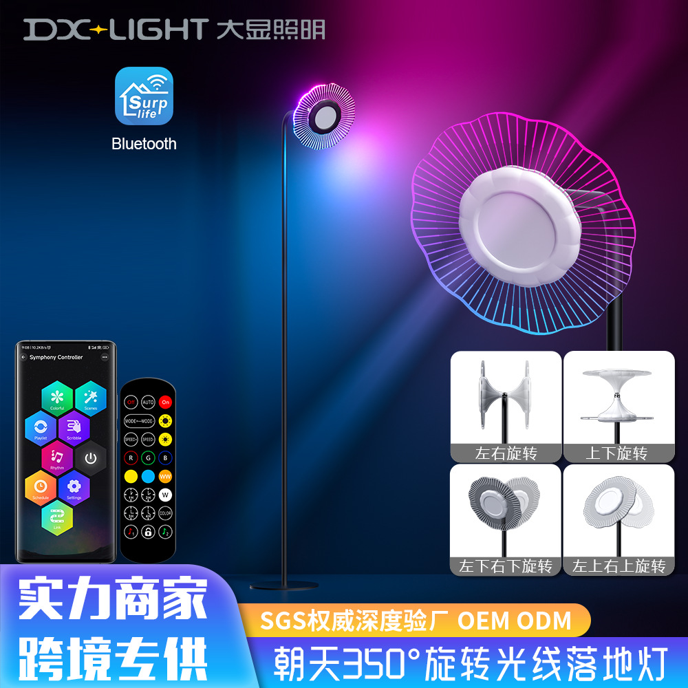 Transfronterizo sala de estar nórdica lámpara de piso led cielo luz de piso bluetooth luz de piso rgb luz de atmósfera de sala de transmisión directa image 1